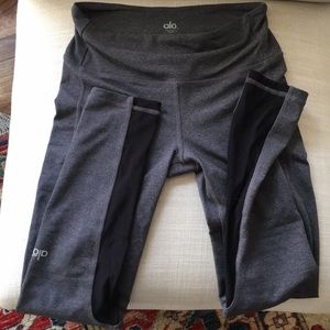 ALO THICK STRETCH LEGGINGS w/ BLACK SHEER SM